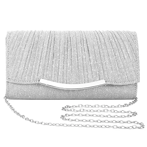 Asvert Taschen & Rucksäcke Asvert Abendtasche Damen Clutch Brauttasche Elegant Damen Satin Clutch Kettentasche Handtasche Hochzeit Mädchen klein Umhängetasche für Party Freizeit Women's Clutches Tasche Damen Elegant