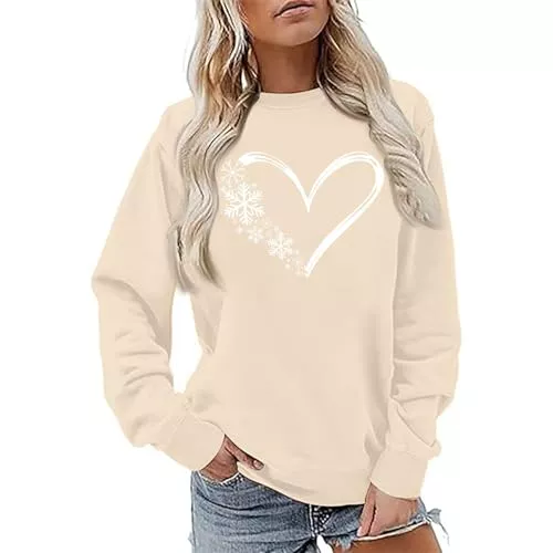 SCBFDI Pullover & Strickmode Valentinstag Shirt, Shirt Women Grosse Grössen Lässige Geburtstag Sweater Festliche Langarm Lauschig Rundhals Herz
