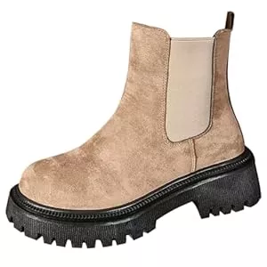 Harssidanzar Stiefel Harssidanzar Damen Chelsea Stiefel Komfort Dicke Sohle Klotzige Ferse Rutschfeste Stiefeletten SL204EU