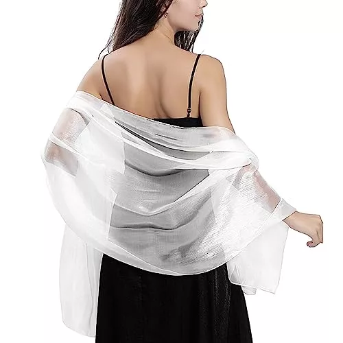 Ladiery Schals & Tücher Ladiery Seide Schals und Wraps für Abendkleider Frauen Sheer Soft Brautjungfer Hochzeit Shawl Party Organza Stole