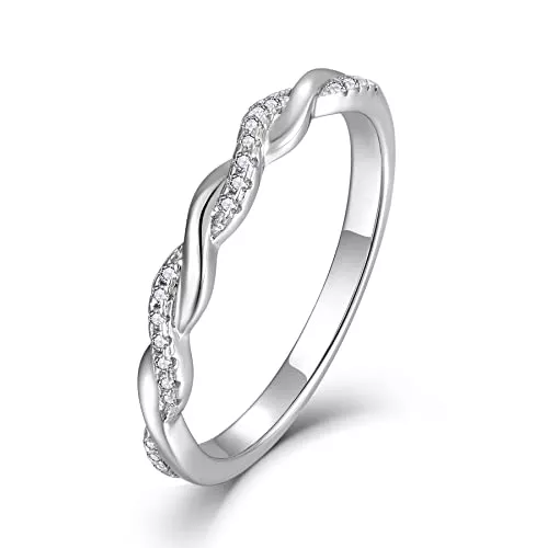 Starnny Schmuck Starnny Damen Ringe Sterling Silber 925 Infinity Unendlichkeit Ringe 3A Cubic Zirkonia Verlobungsring für Damen