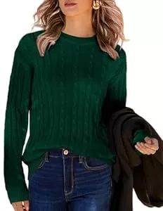 Zeagoo Pullover & Strickmode Zeagoo Pullover Damen Winter Strickpullover Casual Rundhal Pulli Warm Langarm Gestrickt Oberteile Lose Zopfstrick Pullover Sweatshirts S-XXL