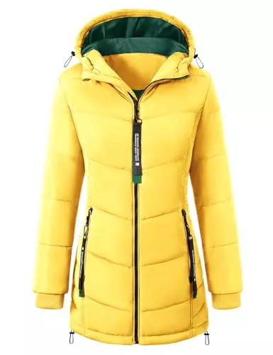Yuson Girl Jacken Yuson Girl Winterjacke Damen Lang Mantel Winter Jacke mit Kapuze Warm Steppjacke Parka Herbst Winter Outdoorjacke Elegant Kapuzenmantel mit Zipper Tasche