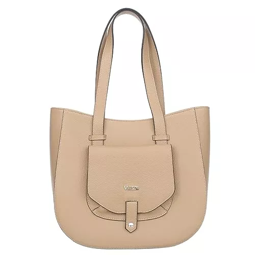 Vezze Taschen & Rucksäcke Vezze Copertina Damenhandtasche aus italienischem Leder – Silberne Beschläge, Schulter- und Handtasche, 36x32x13 cm, Hochwertige Verarbeitung, Reißverschluss und Fächer