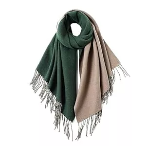 MaaMgic Schals & Tücher MaaMgic Schal Damen Pashmina Stola Warm Zweifarbig mit quasten/fransen Tücher für Frauen Abendkleider Hochzeit Festlich xxl Schals Herbst Winter Einfarbig Deckenschal MEHRWEG