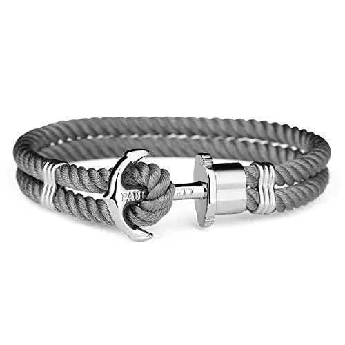 PAUL HEWITT Schmuck PAUL HEWITT Anker Armband PHREP - Segeltau Armband in Grau, Armband mit Anker Schmuck aus Edelstahl (Silber) in Größe XXL