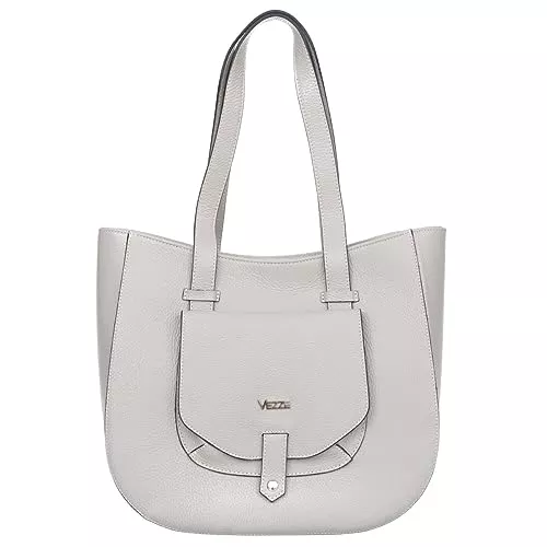Vezze Taschen & Rucksäcke Vezze Copertina Damenhandtasche aus italienischem Leder – Silberne Beschläge, Schulter- und Handtasche, 36x32x13 cm, Hochwertige Verarbeitung, Reißverschluss und Fächer
