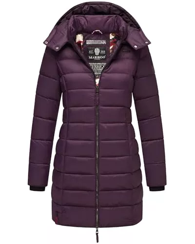 MARIKOO Mäntel MARIKOO Damen Wintermantel Warmer Steppmantel lang mit Abnehmbarer Kapuze Abendsternchen XS-6XL