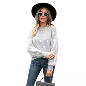 HEYPORK Pullover & Strickmode HEYPORK Damen Herbst Winter Warm Bequem Pullover Casual Mode Strickjacke Strickpullover Frauen Pullover Strickwaren Polka Dot Pullover