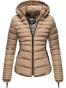 MARIKOO Pullover & Strickmode MARIKOO Damen warme Winter Steppjacke mit Kapuze Amber XS-XXL