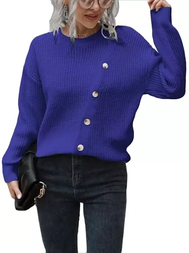 Rayson Pullover & Strickmode Rayson Winterpullover für Frauen Pullover Pullover Ärmel Langer KNT Noos Damenpullover Locker gestrickter Pullover mit Knöpfen