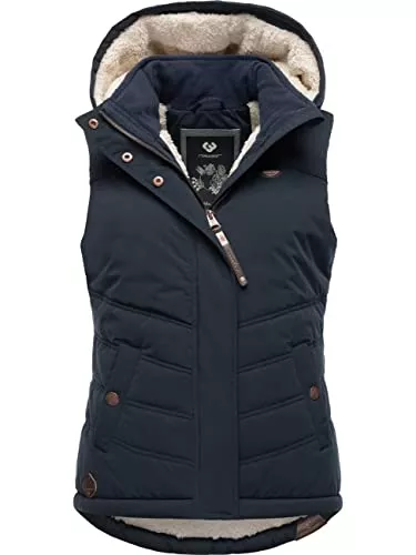 Ragwear Westen Ragwear Damen Winterjacke warme Steppweste wasserdicht mit Abnehmbarer Kapuze Hesty XS-6XL