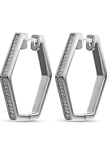 JETTE Schmuck JETTE Damen-Creolen Hexagon 44 Zirkonia 32010628