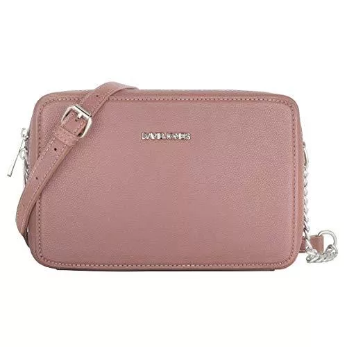 David Jones Taschen & Rucksäcke David Jones - Damen Kleine Umhängetasche Quadratisch - Schultertasche Kette Handtasche PU Leder - Crossbody Messenger Bag - Abendtasche Clutch Pochette City Tasche Mode Elegant - Rosa