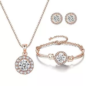 YooAi Schmuck YooAi Schmuck Set Anhänger Halskette und Ohrringe Set Zirkonia Schmuck für Frauen