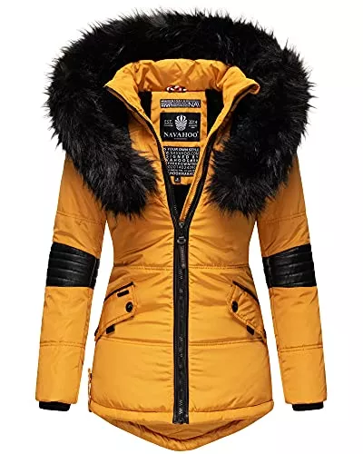 Navahoo Mäntel Navahoo Damen Winter Jacke Stepp Parka Mantel Winterjacke warm gefüttert Kunstpelz NIRVANA XS - XXL