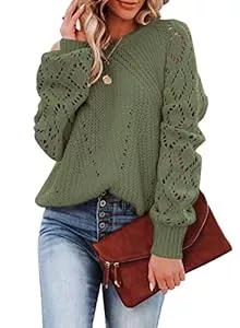 Dokotoo Pullover & Strickmode Dokotoo Damen Strickpullover Elegant Rundhals Pullover Langarm Grobstrick Pulli Herbst Winter Einfarbig Oberteile Tops S-XXL