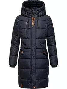 MARIKOO Mäntel MARIKOO Damen Wintermantel Warmer Steppmantel lang mit Brusttasche und Verstellbarer Kapuze Yuikoo XS-XXL