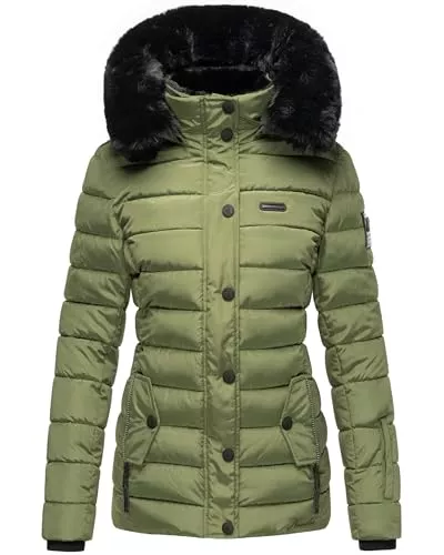 Navahoo Jacken Navahoo Damen warme Winter Steppjacke mit Abnehmbarer Kunstfell-Kapuze Milianaa XS-3XL