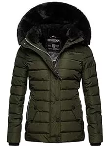 Navahoo Jacken Navahoo Damen warme Winter Steppjacke mit Abnehmbarer Kunstfell-Kapuze Milianaa XS-3XL