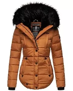 MARIKOO Jacken MARIKOO warme Damen Winter Jacke Winterjacke Steppjacke gefüttert Kunstfell B618