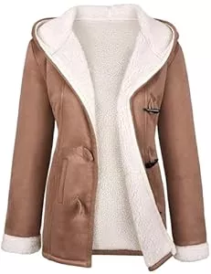 Svanco Jacken Svanco Winterjacke Damen Lang Warme Fleecejacke mit Kapuze Jacke Oversize Dicke Mantel Winter Elegant Kapuzenjacke Teddy-Fleece mit Schnalle Herbstjacke Outdoor Casual