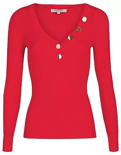 Morgan Pullover & Strickmode Morgan Langarmpullover aus feinem Strick mit Knöpfen