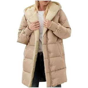 Guhmomh Mäntel Guhmomh Winterjacke Damen Wintermantel Lange Steppjacke Warme Gefüttert Daunenjacke Langarm Parka mit Kapuze Winterparka Einfarbig Hoodie Reißverschluss Mantel Baumwolle Jacke Winddicht Outdoorjacke