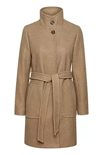 b.young Mäntel b.young BYCILIA Damen Wintermantel Wollmantel Winterjacke mit Stehkragen Gürtel aufgesetzte Taschen