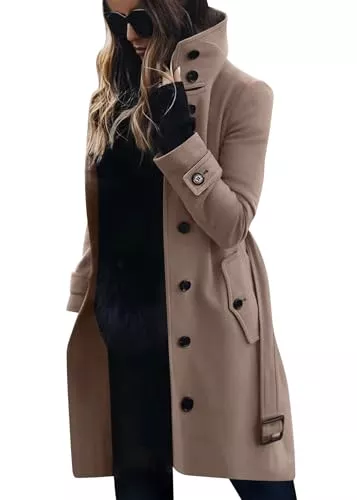 shownicer Mäntel shownicer Mantel Damen Trenchcoat Herbst Winter Langarm Revers Cardigan Elegante Einfarbig Knöpfe Mantel Warm Übergangsmantel Wintermantel Jacke Parka Wollmantel Outwear