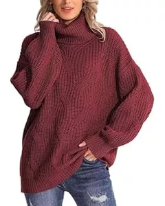 QUNERY Pullover & Strickmode QUNERY Winterpullover Damen Warm Oversize Rollkragen Strickpullover Lose Fledermausärmel Strickpulli für Herbst Winter