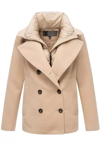 MARIKOO Jacken MARIKOO Damen Winterjacke (S-3XL) - Kabanjacke mit 4 Taschen, hochstehender und gefütterter Kragen (abnehmbar), Warme Jacke Frauen - N044
