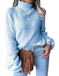 NLAND Pullover & Strickmode NLAND Damen Langarm Rollkragenpullover Strickpulli Stretch Weich Warm Rolli für Herbst Winter Strickpullover Casual Oversized Loose Solide Elastisch Sweatshirts