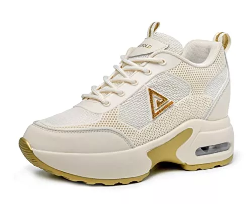 AONEGOLD Sneaker & Sportschuhe AONEGOLD Damen Sneaker Wedges mit Keilabsatz 8cm Turnschuhe Atmungsaktive Freizeitschuhe Sportschuhe