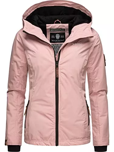 MARIKOO Jacken MARIKOO leicht gefütterte Damen Übergangsjacke kurz Outdoor-Jacke mit Jersey-Innenfutter und großer Kapuze Brombeere XS-6XL