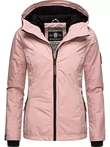 MARIKOO Jacken MARIKOO leicht gefütterte Damen Übergangsjacke kurz Outdoor-Jacke mit Jersey-Innenfutter und großer Kapuze Brombeere XS-6XL