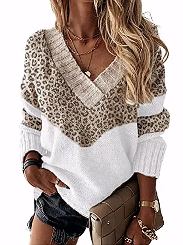 Onsoyours Pullover & Strickmode Onsoyours Damen Pullover Sweater Winter Pullis Loose V Ausschnitt Strickpullover Casual Langarmshirt Pulli Oberteile Einfarbig Oberteile