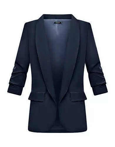 Zarlena Blazer Zarlena Damen Blazer 3/4-Ärmel elegant lang Reverskragen Jacke Sakko Anzug
