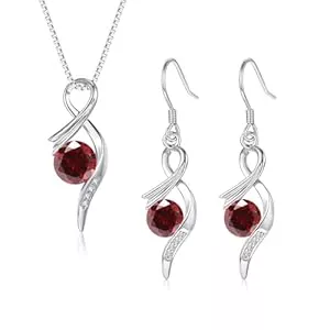 Cangall Schmuck Cangall Silber Schmuck Set Damen, 925 Sterling Silber Halskette &amp; Ohrringe Hängend Set mit Cubic Zirkonia, 45+5cm Silberkette Anhänger mit Ohrringe Silber, Liebesgeschenk zum Muttertag Weihnachten