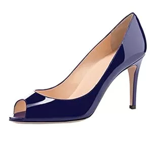 elashe High Heels elashe Damen Peeptoe Pumps | 8cm Stiletto High Heel | Bequeme Lack Stilettos