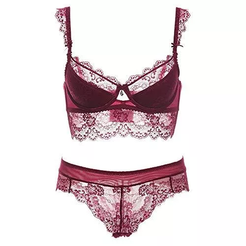 SHEKINI Unterwäsche & Dessous SHEKINI Damen Sexy Push-Up-BH mit Spitze Bestickt Bügel-BH und Höschen 2-teilig