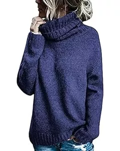 shownicer Pullover & Strickmode shownicer Pullover für Damen Elegant Winter Warm Halten Irregulär Rollkragen Strickpullover Grobstrickpullover Casual Lose Langarm Pulli Oberteile Sweater Kuscheliger Jumper