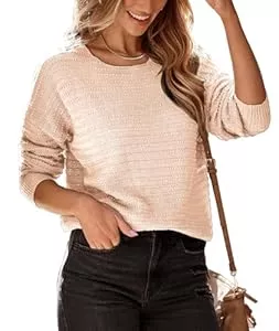 AOISAGULA Pullover & Strickmode AOISAGULA Damen Gestrickte Pullover Rundhals Sweatshirt Langarm Tuniken Casual Basic Oberteile Tops für Herbst Winter