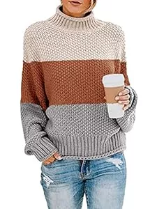 ORANDESIGNE Pullover & Strickmode ORANDESIGNE Pullover für Damen Casual Lose Pulli Langarm Oberteile Damen Elegant Rollkragenpullover Batwing Oversize Rollkragenpullover Strickpullover