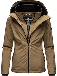 MARIKOO Jacken MARIKOO leicht gefütterte Damen Übergangsjacke kurz Outdoor-Jacke mit kuscheligem Fleece-Innenfutter und großer Kapuze Erdbeere XS-XXL