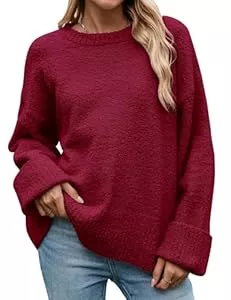 heekpek Pullover & Strickmode heekpek Damen Pullover Winter Oversize Warme Rundhalsausschnitt Strickpullover Weicher Winterpullover Plüsch Lockerer Lässige Pullover Damen Herbst