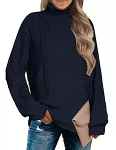 Zeagoo Pullover & Strickmode Zeagoo Damen Rollkragenpullover Elegante Strickpullover Langarm Einfarbrig Pullover Lässiges Strickpulli mit Zopfmuster