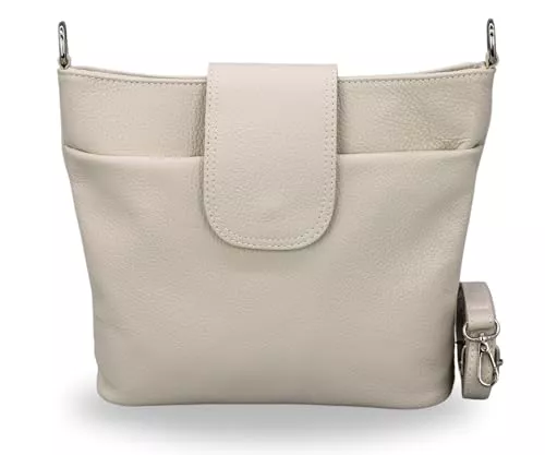 Brise Art Taschen & Rucksäcke BRISE Umhängetasche Damen Echtes Leder ELLIE Handgemachte Crossbody Bag mit Ledergurt + Optionalen Breiten Gemusterten Riemen 7 Fächer Wasserdichte Stylische Schultertasche Made in Italy