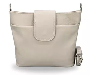 Brise Art Taschen & Rucksäcke BRISE Umhängetasche Damen Echtes Leder ELLIE Handgemachte Crossbody Bag mit Ledergurt + Optionalen Breiten Gemusterten Riemen 7 Fächer Wasserdichte Stylische Schultertasche Made in Italy