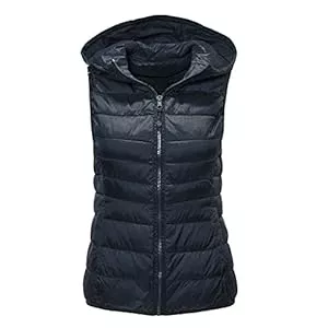 Generic Westen Weste Damen Elegant, Damen Weste Kurz Puffer Jacke mit Kapuze Ärmellose Steppweste Reißverschluss Kapuzenweste Casual Daunenweste Einfarbige Leichte Puffjacken Übergangsweste Winter Warme Winterjacke